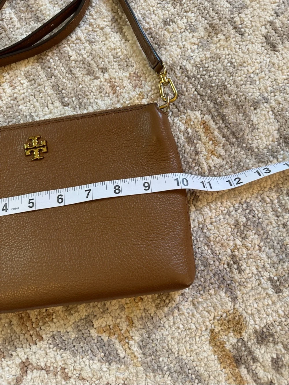 Tory Burch Blake Slim Crossbody Brown Pebbled Leather